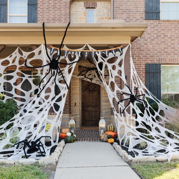 Edderkoppnett utendørs Halloween-dekorasjon, stor mengde stretchy