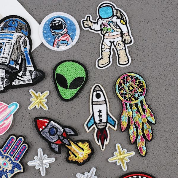 21 stk. broderede stryge-på sy-på patches rum planeter astronaut patches til tøj