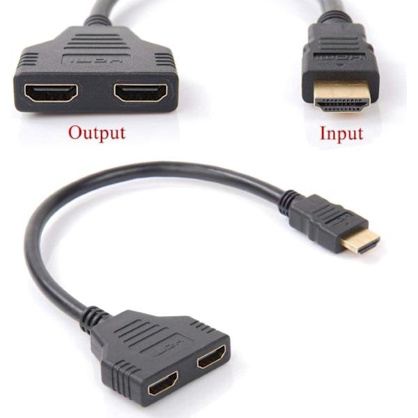 HDMI 1 han stik til dobbelt HDMI 2 hun Y splitter kabel adapter