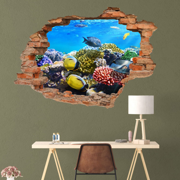 3D wallsticker Væghulsmønster (fisk)