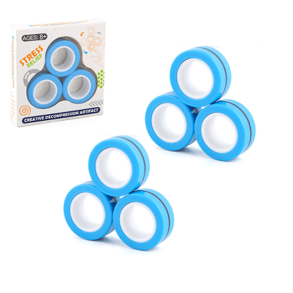 6-pack ANTI-STRESS MAGNETISKA RINGAR Hot Magnetic freestyler ring-Blå