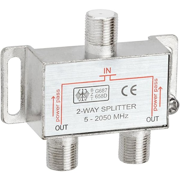 2-veis splitter 2050MHz F-type 2.05Ghz 2-veis koaksialkabelsplitter