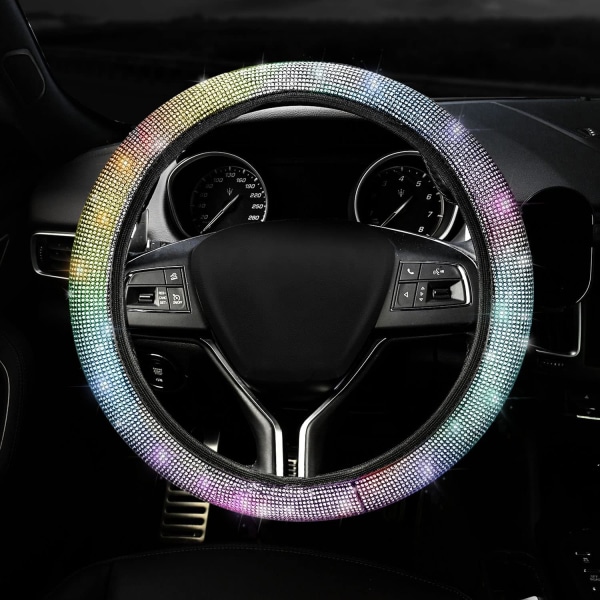 (36-38cm, Colorful) Bling Steering Wheel Cover, Women Universal D