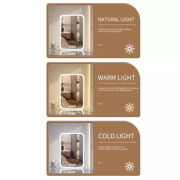 LED Makeup-Spejl, Sminke Spejl med Smart Touch Sensor, USB Opladbar, Hvid