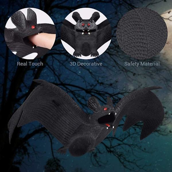 Halloween-koristelu lepakko roikkuu, 6 kappaletta realistista lepakko pelottava koriste lasten syntymäpäiville, H