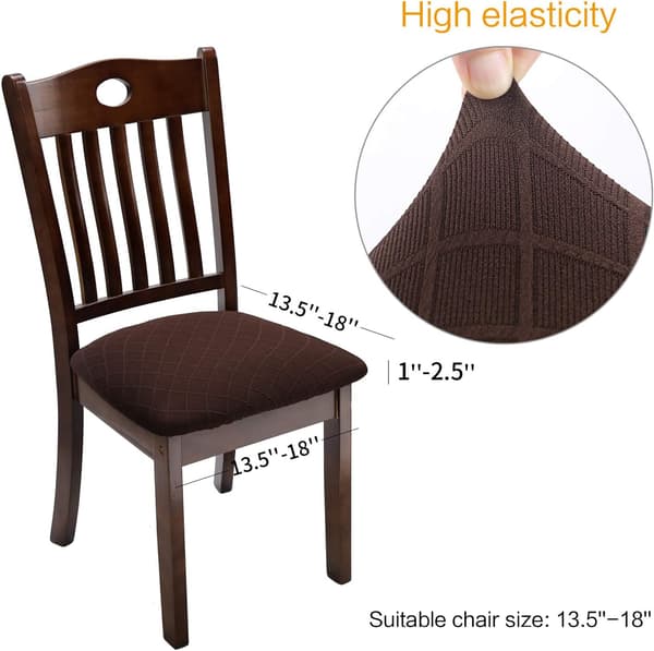 Set med 4 Stretch Jacquard Waffle Stolsöverdrag Sittsöverdrag Skydd för Matrum Kontor Hotell Bröllop
