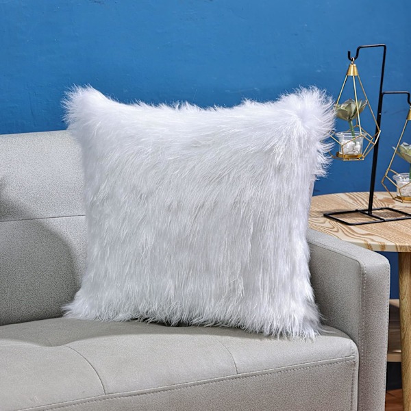 (Valkoinen * 1 kpl) Sohvatyynynpäällinen, erittäin pehmeä plushipehmuste, Mongolian erittäin pehmeä plushipehmuste vuorattu