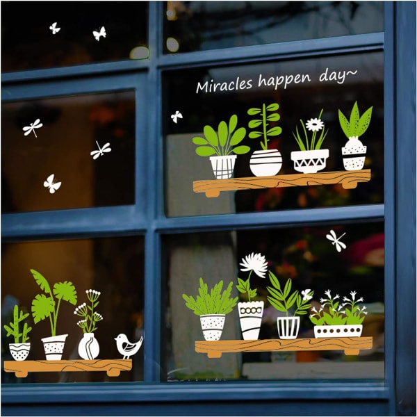 Dubbelsidiga fönster och väggdekaler - Gröna växter Väggdekaler