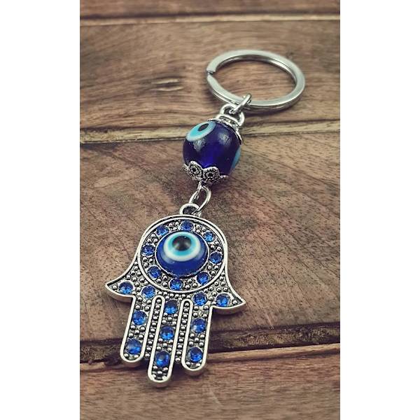 Paha silmän avaimenperä Hamsa Fatima -käsi suojaava riipus Onnenamuletti B