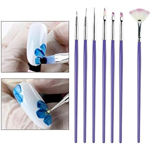 7 st Nagelborstar Allt för Manikyr Nagelkonst Verktyg Målningsgelverktygssatser Hybrid Polish Borstar Set DIY Nagelgel N