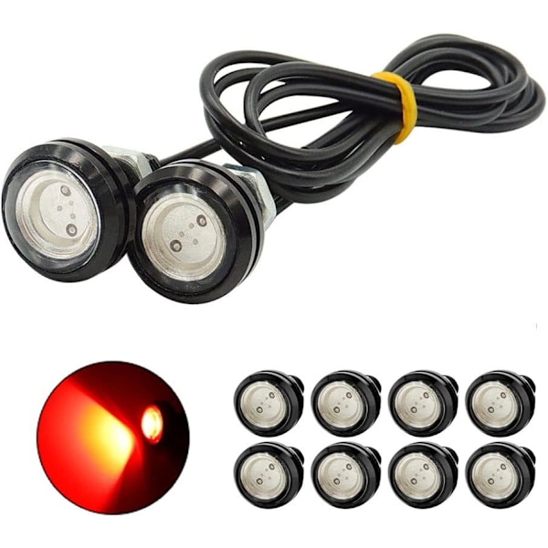 10 kpl (12V, Punainen) 18 mm Kotkan silmä LED-valot 9W DRL Päiväajovalot