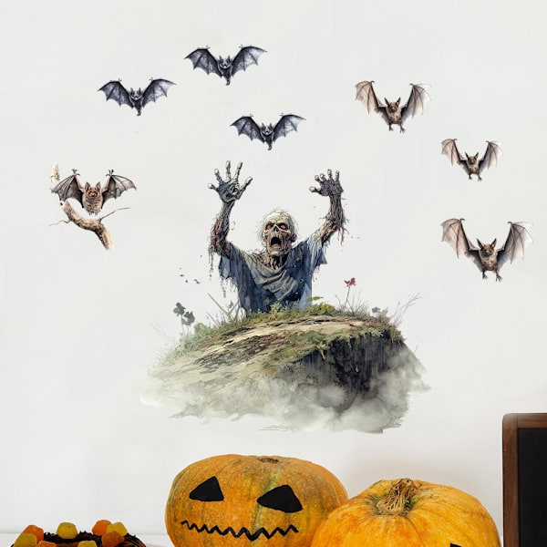 2024 Halloween nya fladdermus zombie väggdekaler J