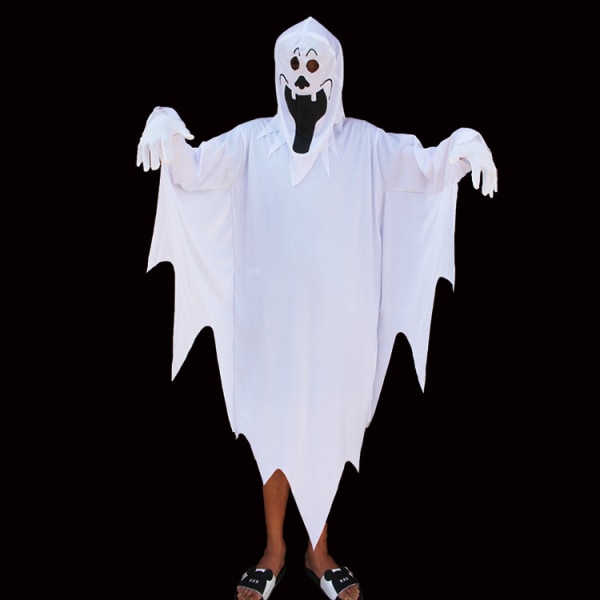 Halloween Cosplay Kostym Funky Kostymer Maskeradkappa White Ghost Costu