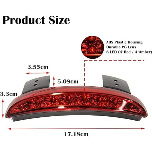 Rött objektiv motorcykel bakljus blinkers 8 LED Chopp