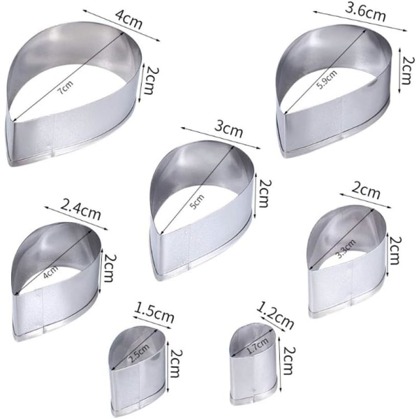 7 st cookie cutters drop cookie cutter kex fondant kakform kakformar för kakor sockerbröd gör kex choklad (silver)