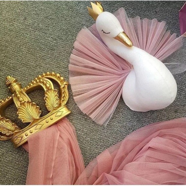 Gyllene 3D Gaze Swan Head Hängande för barnrum Dekor Nursery Bed