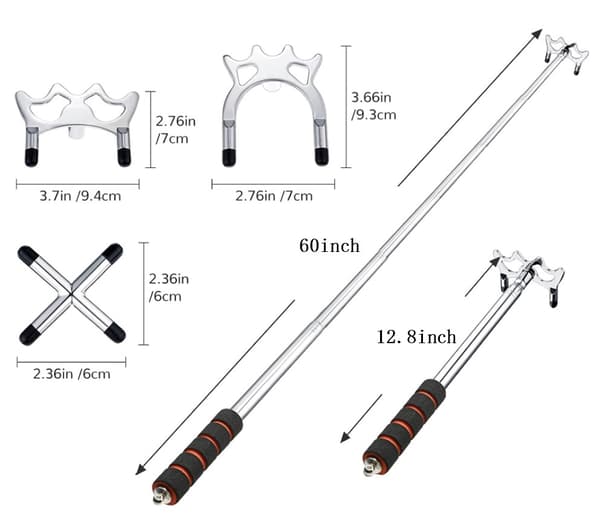 Retractable Billiards Cue Stick Bridge with 3 Pieces Removable Bridge Head, Billiards Pool Cue Acces