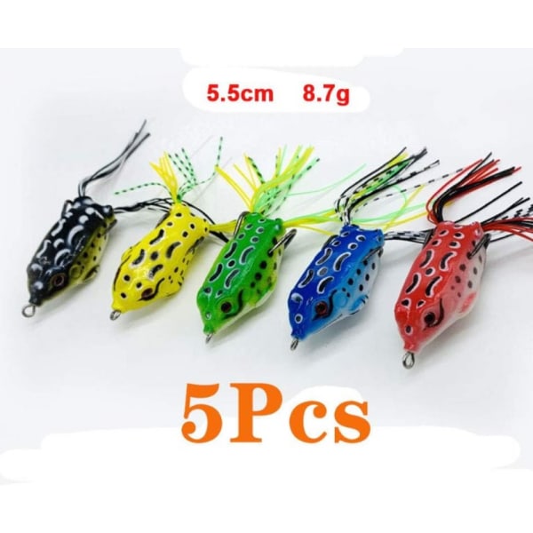 5 stk. lokkemad frø topwater frø crank frø, blød fiskefoder F