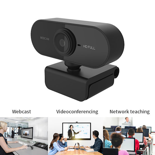 Webkamera med mikrofon, Full HD 1080P webkameraer til desktop og bærbar computer