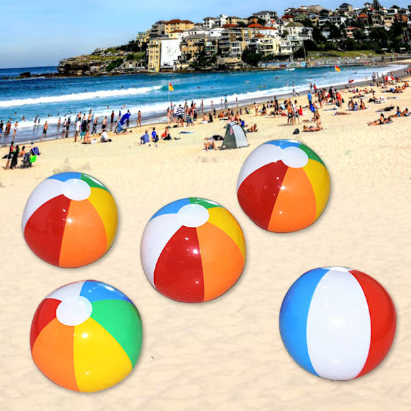12\" Regnbuefarvede oppustelige strandbolde til strand- og poolparty - strandbold til poolparty