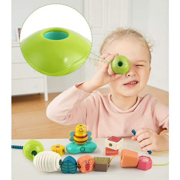 Träsnörningspärlleksak med siffror för 1-åriga flickor, Montessori-leksak 2 år finmotorik