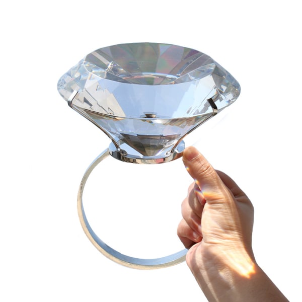 8cm-1 stk stor diamantring falsk diamantring krystal indretning gave r