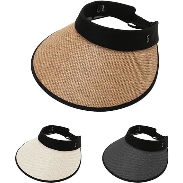 Dame Visir, 3 stk. Sommer Stor Skygge Strand Halmhatte, Strand Ha