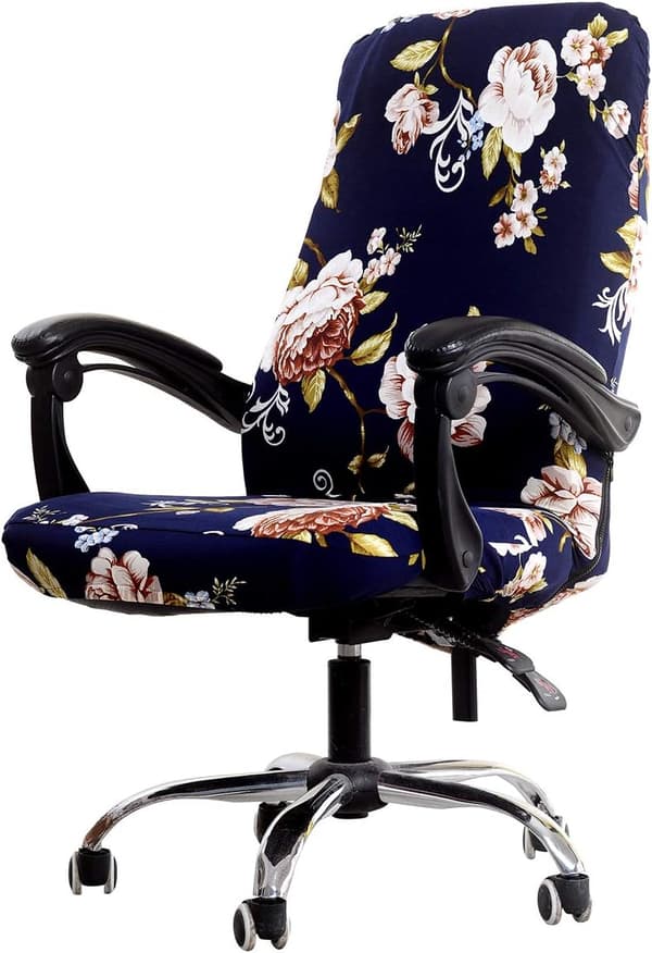 (Medium) Peony Print Kontorstoltrekk, Elastisk Datamaskin Universal Boss Moderne Enkle Sty