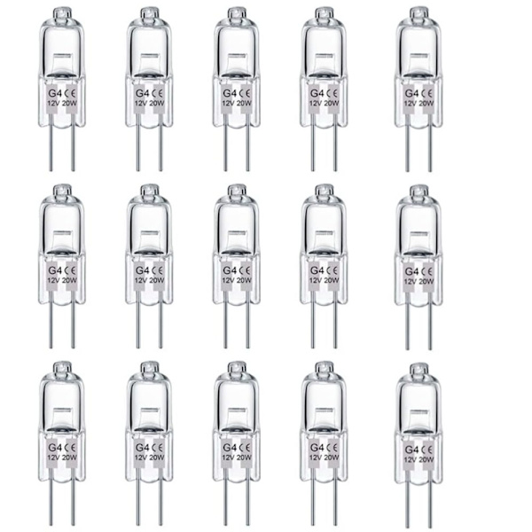G4 Halogenlamper 20W 12V - Varm hvid 20w 15pcs