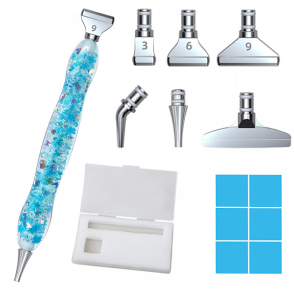 Diamantmålning Pen Set (Blå) Luminous Metal Heads Point Drill Pen Diamantbroderi Verktyg Accessor
