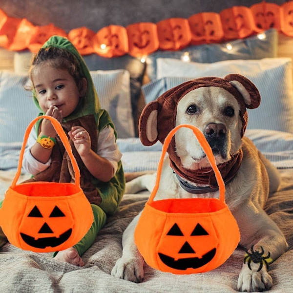8 stk Halloween godteposer, gresskarpose, Trick Or Treat-pose, oppbevaringspose for barn, perfekt for godterijakt