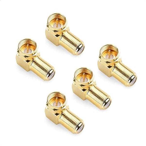 5 stk. forgyldt vinkel F-type Coax RG6-adapter