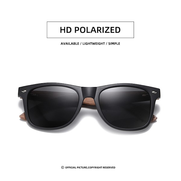 Polariserade Solglasögon för Män och Kvinnor, Träsolglasögon, UV-skydd H