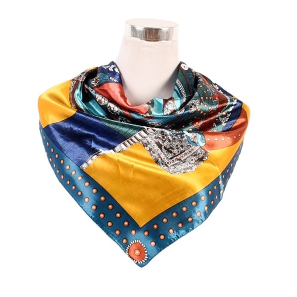 4-pack Kvadratiska Sjal Kvinnor, 90cmx90cm Kvadratisk Tryckt Mönster Silke Satin Bandanas Hårhuvudband Näsduk Kvadratisk Sjal D