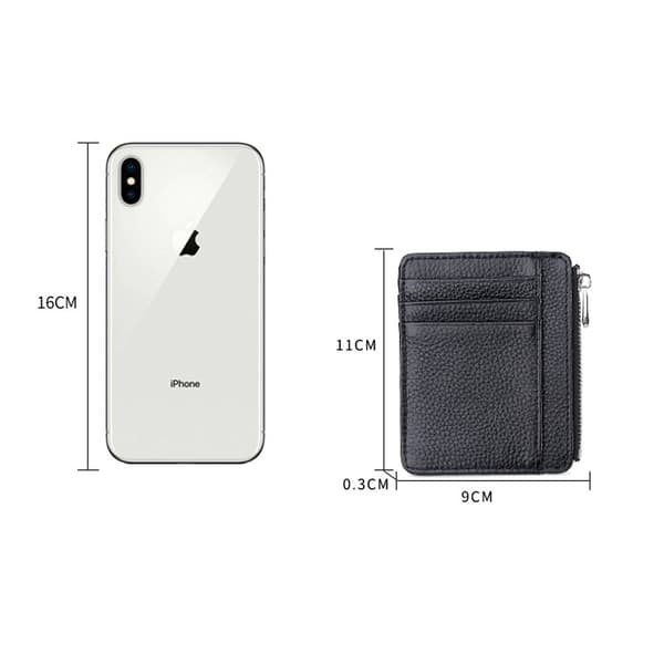 (svart+kaffe) Slim Card Holder Wallet RFID Blocking Leather Zipp