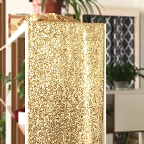 Lys gull bordløper 12 x 11 tommer paljett bordløper glitter duk til bryllup Ch