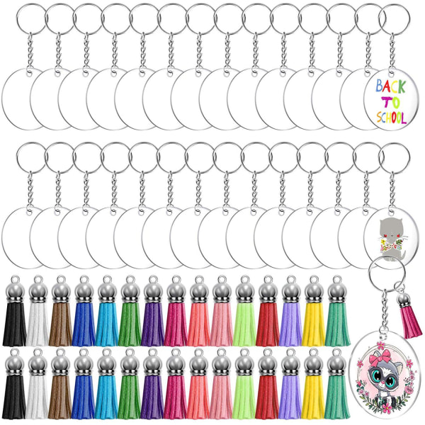 Acrylic Keychain Blanks, 120pcs Clear Keychains for Vinyl Kit Inc