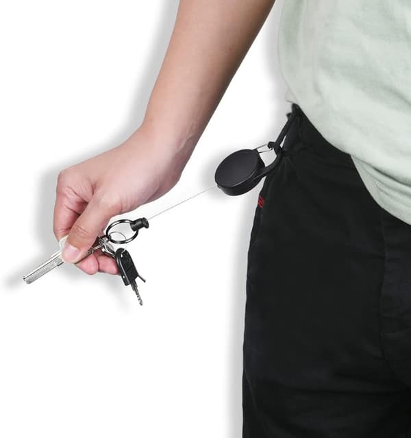 Tilbagekaldelig nøglering, 2 stk. Tilbagekaldelig nøglebadgeholder, nøgleholder