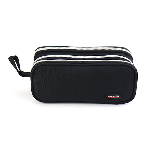 Black School Pencil Case Large Capacity Pencil Case 3 Compartments School Pencil Case Cosmetic Bag S