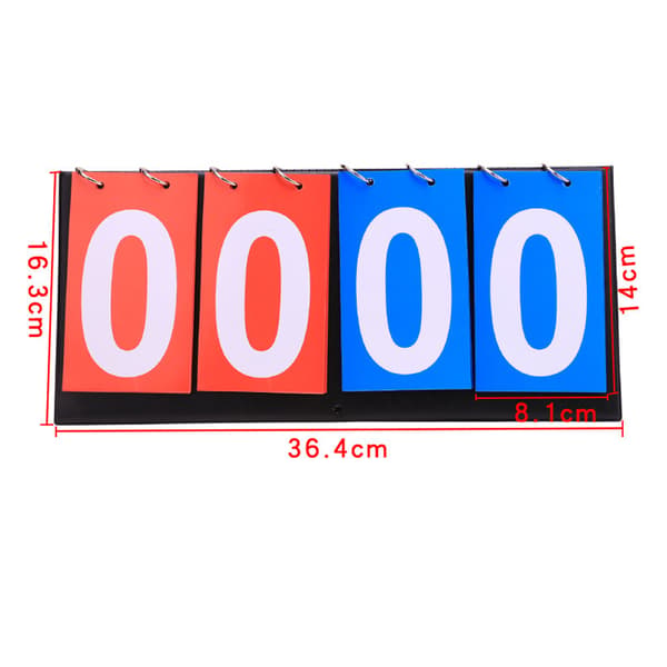 (Fircifret læderscoreboard (2 røde, 2 blå) 2 stykker) 4 cifre