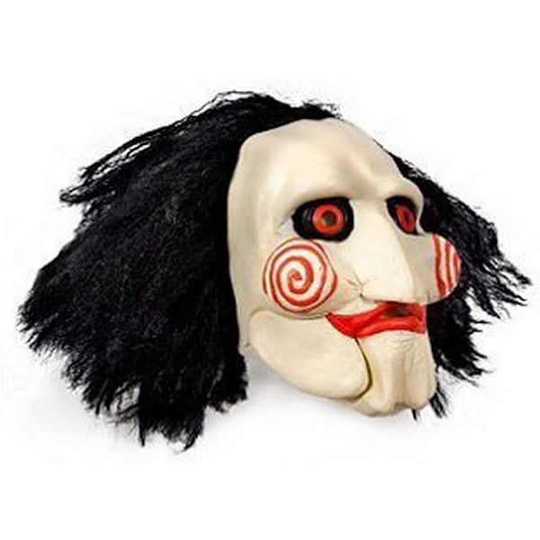 JIGSAW-sag   med syntetisk hår - Perfekt til karneval og Halloween - Voksenkostyme - Lateks, unisex