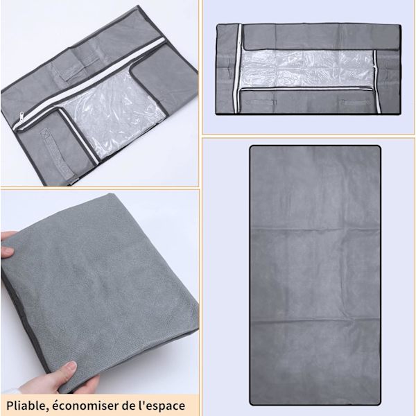 3 stk. opbevaringsposer under sengen, 75L stor kapacitet opbevaring af non-woven