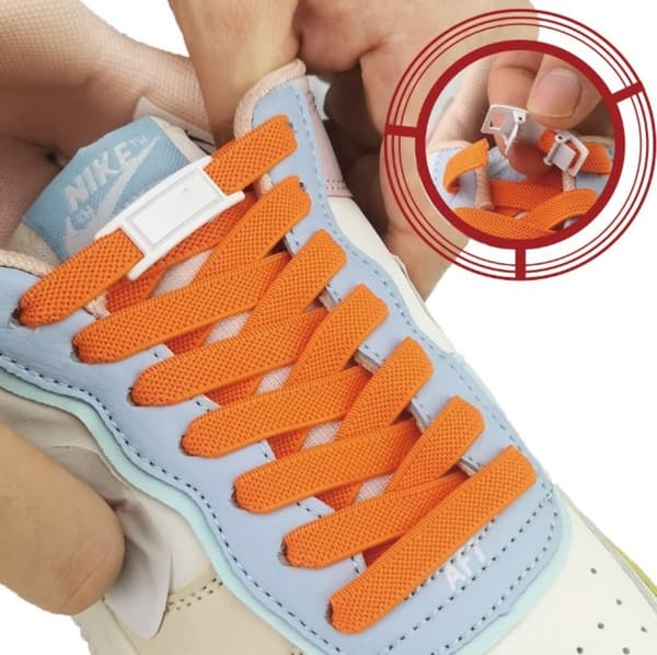 Par Shoelaces (Blå + Oransje), 2 Par Ingen Slips Slips, Ingen T