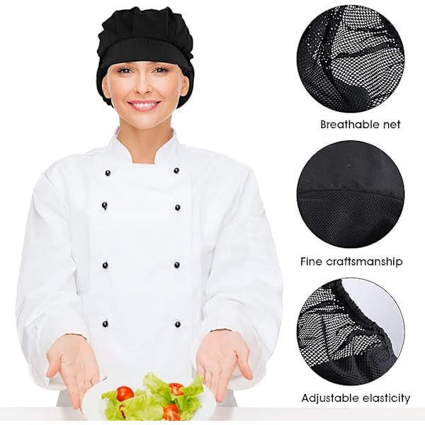 2 kpl Kokkihatut Musta Keittiö Hiusverkko Puoli Mesh Elastinen Hengittävä Leipurin Hiukset Verkkoa Naiset Keittiö Catering Ser