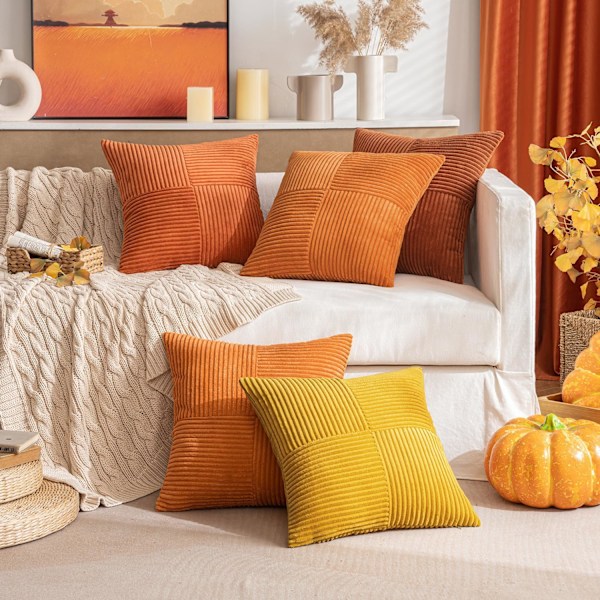 2 stk Cordfløyel pute 45*45cm orange