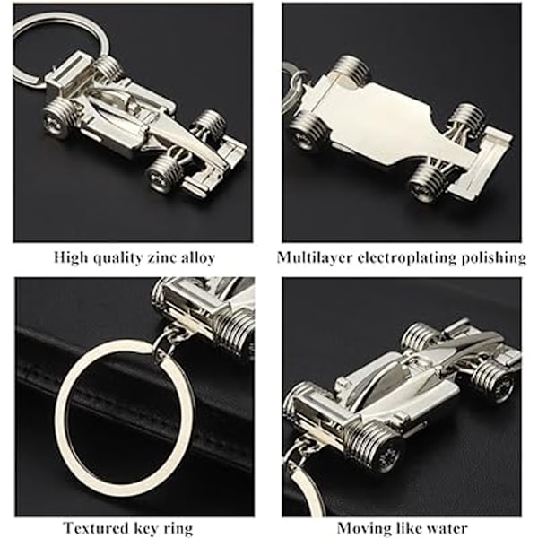 Luovallinen Metalli Avaimenperä 3D Miniatyyri Kilpa-auto Malli Kiinteä Auto Avaimenperä Kilpa-auto Avaimenperä Auton Avaimen Ripustus Hienona Lahjana Itselle F
