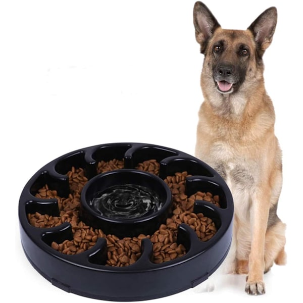 (Black) Large Dog Slow Food Dog Bowl, Anti-Swallowing Dog Slow Feeder Stop Bloat