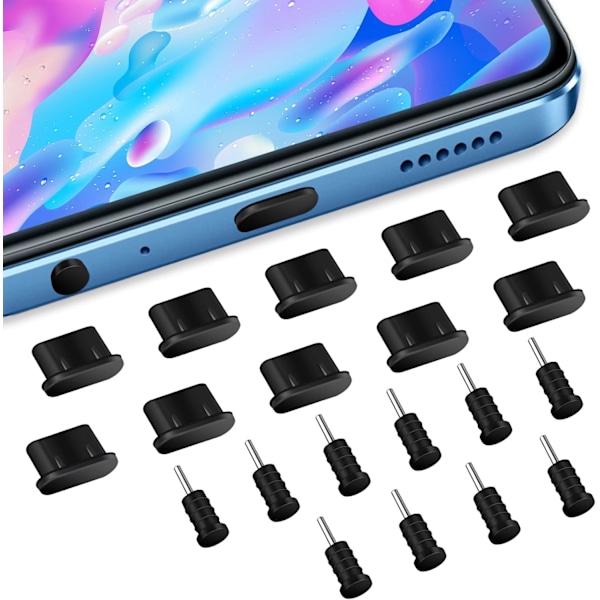 10 par USB-laddningsport dammskydd pluggar set USB typ C anti-damm pluggar för typ C laddning