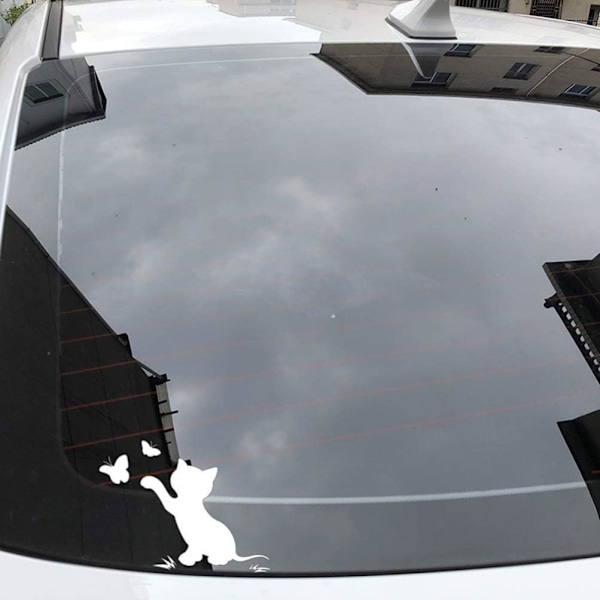 2 kpl (musta, valkoinen) Kissa-auto tarra Hauska ajoneuvotarra Autotarra Autoraidan peitetarra autolle SUV-maastoautolle