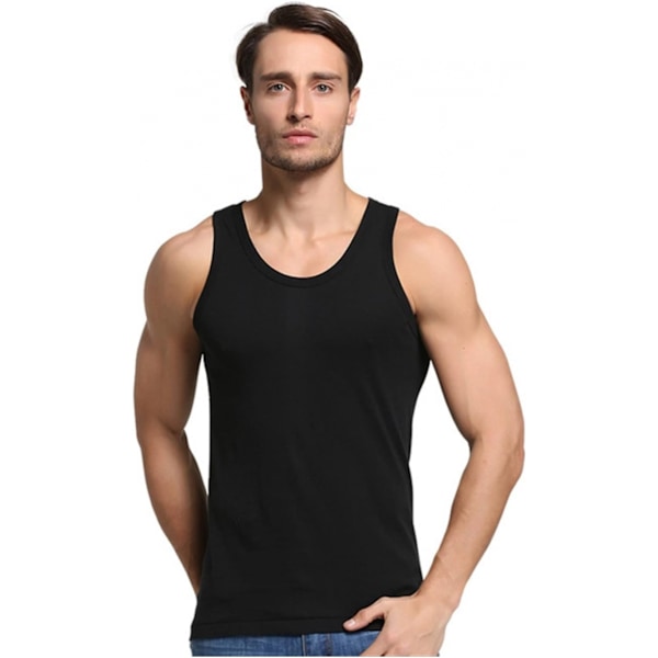 3 stk. Sommer Herre Bomuld Komfort Sort Undershirt (L Størrelse) Herre Ærmeløs Top Casual Shi